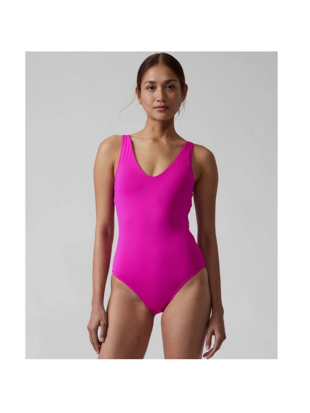 NWT Athleta Women’s  Scoop Neck One-Piece Swimsuit - Bright Pink Size S